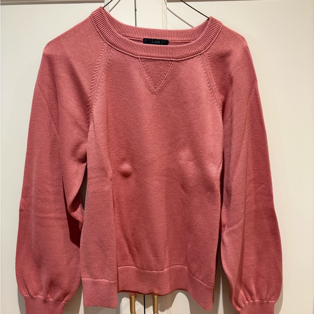 J. Crew Pink Crewneck Sweater with Ribbed Details